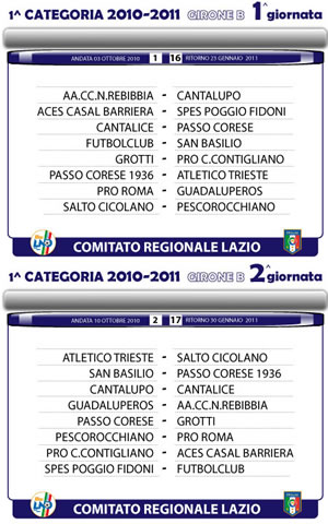 Ecco le prime due giornate del raggruppamento B